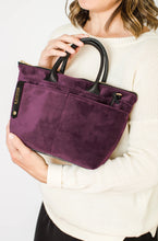 Load image into Gallery viewer, Dot | Special Edition Eggplant Velvet + Black Leather Handbag