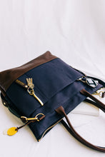 Load image into Gallery viewer, Williams | Signature Navy Canvas + Brown Leather Tote