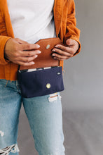 Load image into Gallery viewer, Whittle | Signature Navy Canvas + Brown Leather Handbag