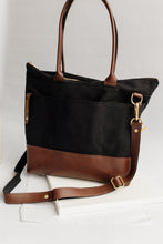 Load image into Gallery viewer, Williams | Signature Black Canvas + Brown Leather Tote