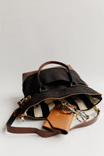 Load image into Gallery viewer, Williams | Signature Black Canvas + Brown Leather Tote