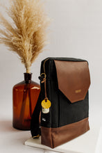 Load image into Gallery viewer, Corbin | Signature Black Canvas + Brown Leather Backpack
