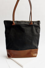 Load image into Gallery viewer, Grant | Signature Black Canvas + Brown Leather Tote
