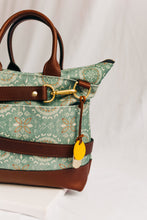 Load image into Gallery viewer, Otto | Seaglass Tile Print Canvas + Brown Leather Handbag