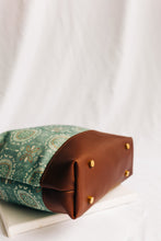 Load image into Gallery viewer, Otto | Seaglass Tile Print Canvas + Brown Leather Handbag