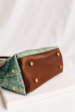 Load image into Gallery viewer, Dot | Seaglass Tile Print Canvas + Brown Leather Handbag