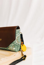 Load image into Gallery viewer, Whittle | Seaglass Tile Print Canvas + Brown Leather Handbag
