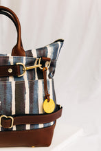 Load image into Gallery viewer, Otto | Special Edition Beyond the Sea Stripe Canvas + Brown Leather Handbag