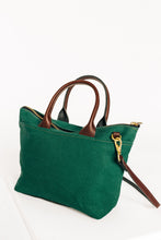 Load image into Gallery viewer, Dot | Bottle Green Canvas + Brown Leather Handbag