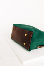 Load image into Gallery viewer, Dot | Bottle Green Canvas + Brown Leather Handbag