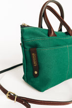Load image into Gallery viewer, Dot | Bottle Green Canvas + Brown Leather Handbag