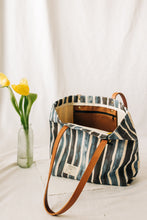 Load image into Gallery viewer, Wilson | Special Edition Beyond the Sea Stripe Canvas + Brown Leather Tote
