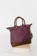Load image into Gallery viewer, Otto | Winterberry Canvas + Brown Leather Handbag
