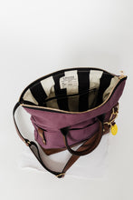 Load image into Gallery viewer, Otto | Winterberry Canvas + Brown Leather Handbag
