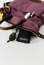 Load image into Gallery viewer, Otto | Winterberry Canvas + Brown Leather Handbag
