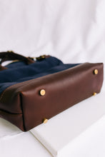 Load image into Gallery viewer, Otto | Signature Navy Canvas + Brown Leather Handbag
