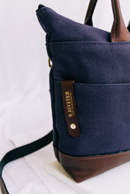 Load image into Gallery viewer, Otto | Signature Navy Canvas + Brown Leather Handbag
