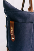Load image into Gallery viewer, Williams | Signature Navy Canvas + Brown Leather Tote

