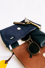 Load image into Gallery viewer, Whittle | Signature Navy Canvas + Brown Leather Handbag
