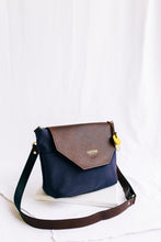 Load image into Gallery viewer, Hobby | Signature Navy Canvas + Brown Leather Handbag

