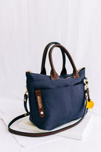 Load image into Gallery viewer, Dot | Signature Navy Canvas + Brown Leather Handbag
