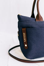 Load image into Gallery viewer, Dot | Signature Navy Canvas + Brown Leather Handbag
