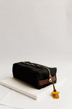 Load image into Gallery viewer, Large Dopp Kit | Signature Black Canvas + Brown Leather Toiletry Bag
