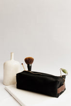 Load image into Gallery viewer, Large Dopp Kit | Signature Black Canvas + Brown Leather Toiletry Bag
