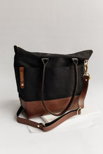 Load image into Gallery viewer, Williams | Signature Black Canvas + Brown Leather Tote
