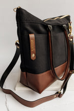 Load image into Gallery viewer, Williams | Signature Black Canvas + Brown Leather Tote
