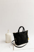 Load image into Gallery viewer, Dot | Signature Black Canvas + Black Leather Handbag
