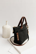 Load image into Gallery viewer, Dot | Signature Black Canvas + Brown Leather Handbag
