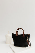 Load image into Gallery viewer, Dot | Signature Black Canvas + Brown Leather Handbag
