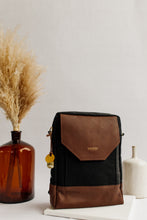 Load image into Gallery viewer, Corbin | Signature Black Canvas + Brown Leather Backpack
