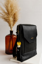 Load image into Gallery viewer, Corbin | Signature Black Canvas + Black Leather Backpack

