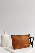 Load image into Gallery viewer, Naomi Leather Zipper Clutch | Camel

