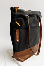 Load image into Gallery viewer, Grant | Signature Black Canvas + Brown Leather Tote
