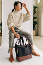 Load image into Gallery viewer, Williams | Signature Black Canvas + Brown Leather Tote
