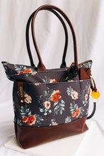 Load image into Gallery viewer, Williams | Special Edition Vintage Botanical Print + Brown Leather Tote
