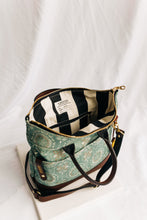 Load image into Gallery viewer, Otto | Seaglass Tile Print Canvas + Brown Leather Handbag
