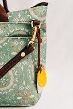 Load image into Gallery viewer, Dot | Seaglass Tile Print Canvas + Brown Leather Handbag
