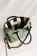 Load image into Gallery viewer, Dot | Seaglass Tile Print Canvas + Brown Leather Handbag
