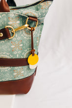 Load image into Gallery viewer, Williams | Seaglass Tile Print Canvas + Brown Leather Handbag
