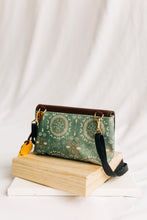 Load image into Gallery viewer, Whittle | Seaglass Tile Print Canvas + Brown Leather Handbag
