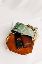 Load image into Gallery viewer, Whittle | Seaglass Tile Print Canvas + Brown Leather Handbag
