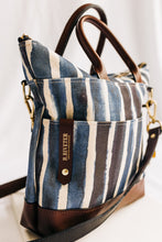 Load image into Gallery viewer, Otto | Special Edition Beyond the Sea Stripe Canvas + Brown Leather Handbag
