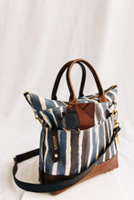 Load image into Gallery viewer, Otto | Special Edition Beyond the Sea Stripe Canvas + Brown Leather Handbag
