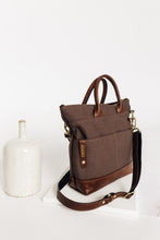 Load image into Gallery viewer, Otto | Umber Canvas + Brown Leather Handbag
