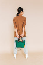 Load image into Gallery viewer, Dot | Bottle Green Canvas + Brown Leather Handbag
